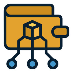 Digital Wallet Blockchain filled line color icon