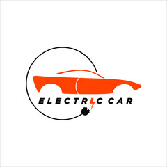 Transportation logo design with modern electric car vector