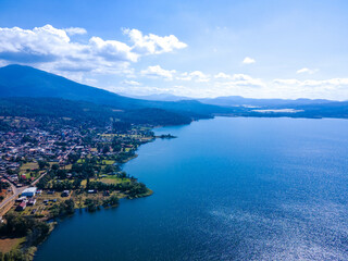 Lago en Morelia Zirahuen, Mexico, aerial view from drone