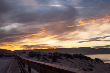 A view on the sky with the clouds during sunset