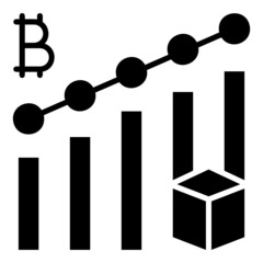 Obraz na płótnie Canvas Statictic Bitcoin with Blockchain glyph icon