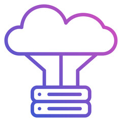 Cloud Server with data flat gradient icon
