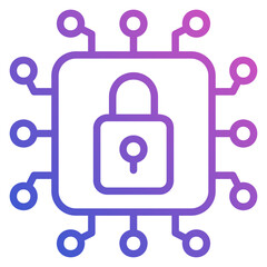 Security network with Lock flat gradient icon