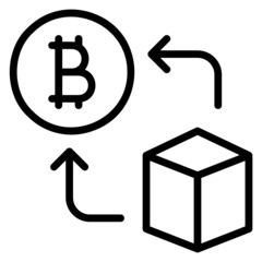 Exchange Blockhain to Bitcoin line icon