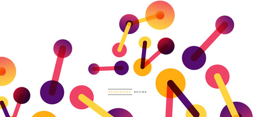 Abstract background. Round dots connected by lines. Trendy techno business template for wallpaper, banner, background or landing