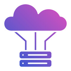 Cloud Server with data flat gradient icon