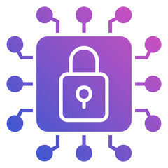 Security network with Lock flat gradient icon