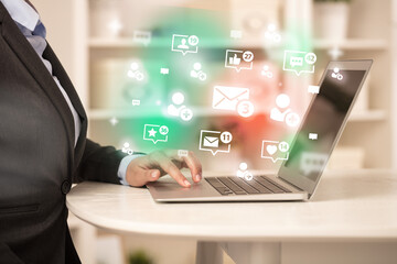 Young person surfing on social media network