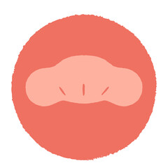 丸いオレンジ色の背景に薄い単色の松が描かれたカラーイラスト