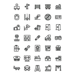 airport icon set illustration vector graphic
