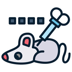 Animal Testing Mouse Syringe filled line color icon