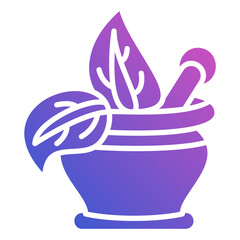 Mortar with leaf flat gradient icon