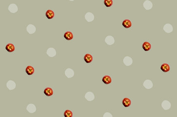 Colorful fruit pattern of fresh red apples. Top view. Flat lay. Pop art design, creative summer concept