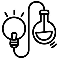 Idea Bulb and Flask line icon