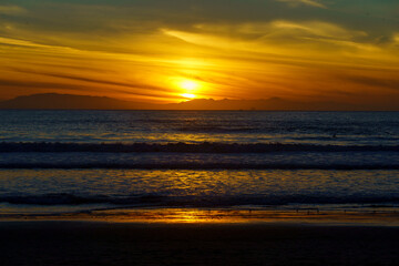 Southern California beach at Sunset in Oxnard Hollywood Beach