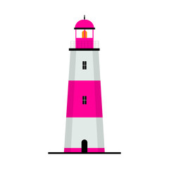 Flat lighthouse isolated on white background illustration 