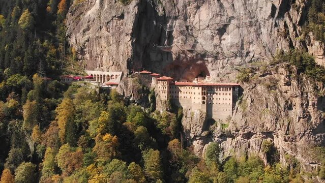 Aerial view of Sumela Monastery near Trabzon city in Turkey