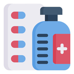 Medicine pill bottle flat icon