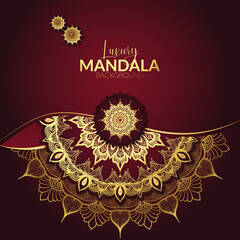 luxury ornamental mandala design background in gold color for islamic ramadan banner design, business card greeting card, and poster design