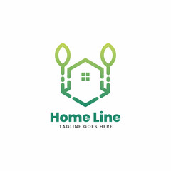 Vector Logo Illustration Home Gradient Line Art Style.