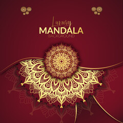 Luxury mandala background with golden arabesque pattern arabic islamic east style.decorative design for wedding, invitation card
