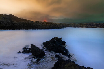 Blue Lagoon in Iceland at night