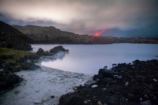 Blue Lagoon in Iceland at night