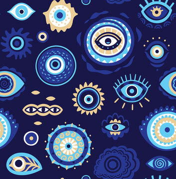 Magic evil eyes seamless pattern, Turkish style