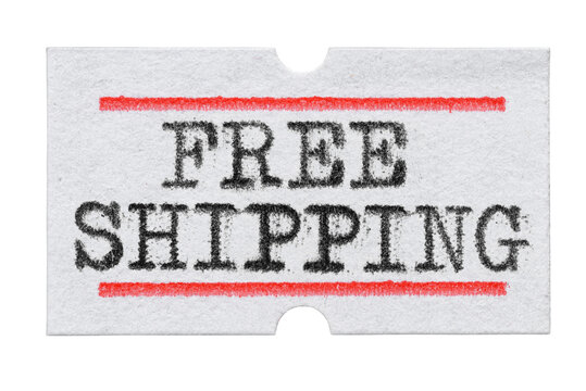 Free Shipping printed on price tag sticker isolated on white