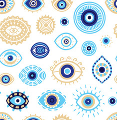 Evil eyes seamless pattern. Magic talisman background