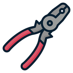 Pliers filled line color icon