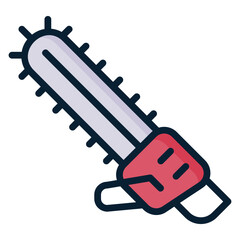 Chainsaw machine filled line color icon