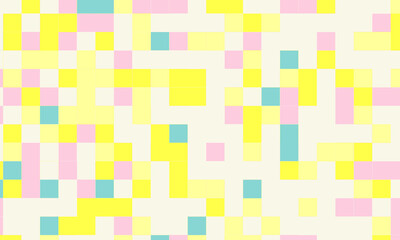 Abstract square pixel mosaic colorful background geometric seamless pattern in pastel colors. 8 bit