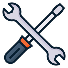 Wrench Screwdriver filled line color icon