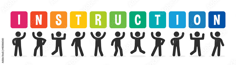 Poster instruction colorful vector typography concept banner