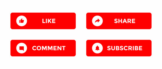 Like, Comment, Share and Subscribe Button Icon Isolated on White Background