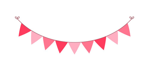 Obraz premium Valentine's Day triangle pennant banner bunting vector illustration clipart