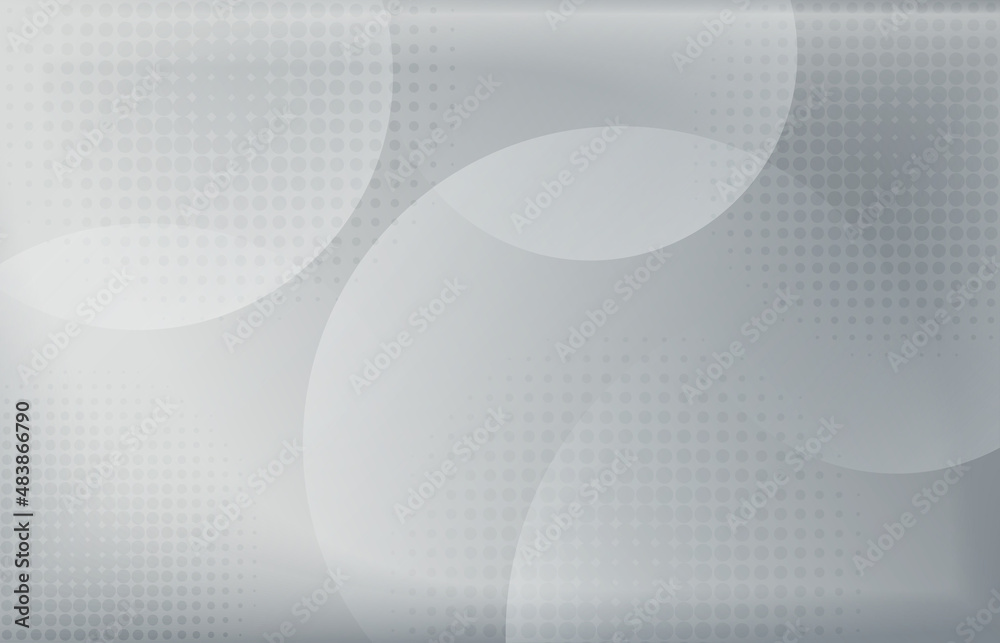 Poster abstract gradient white and gray circle overlapping artwork with circle geometric halftone style. ov