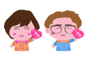 バレンタインチョコを贈る男女