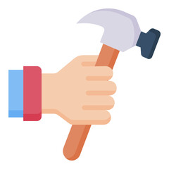 Holding Hammer flat icon