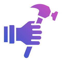 Holding Hammer flat gradient icon