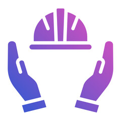 Obraz premium Labor day with hand and safety helmet flat gradient icon