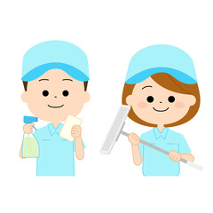 笑顔の清掃スタッフ