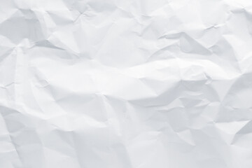White crumpled paper texture background.