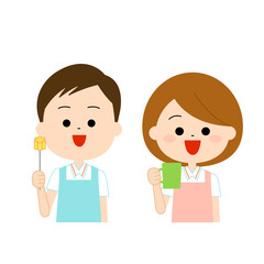 医療アイテムを持っている男女のエッセンシャルワーカー