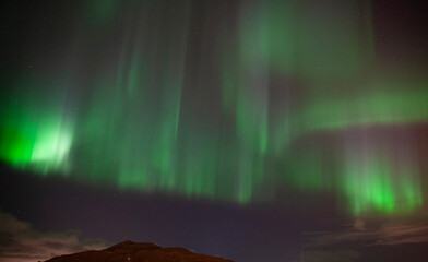 Aurora Borealis above lava fields in Iceland