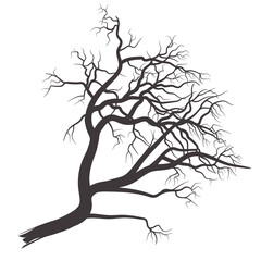 Hand drawn dead branch tree silhouette