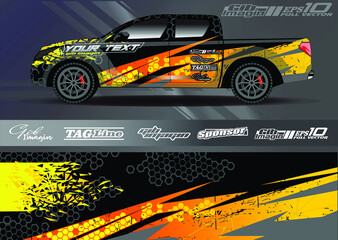 Race car wrap decal designs. Abstract racing and sport background for car livery or daily use car vinyl sticker. Full vector eps 10.