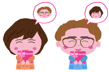 プレゼントを貰う男女