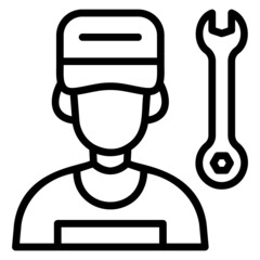 Mechanic man people line icon